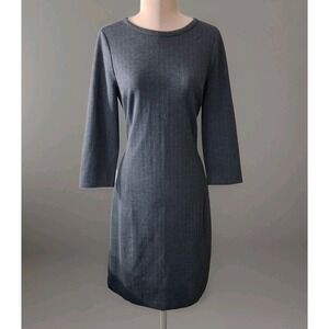 Noir Womens Sheath Dress Sz M Gray Herringbone 3/4 Sleeve Poly/Viscose Spandex
